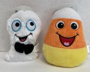 Plush Dog Squeaky Toys Halloween Candy Corn Ghost Pet Central 6 inch Lot of 2